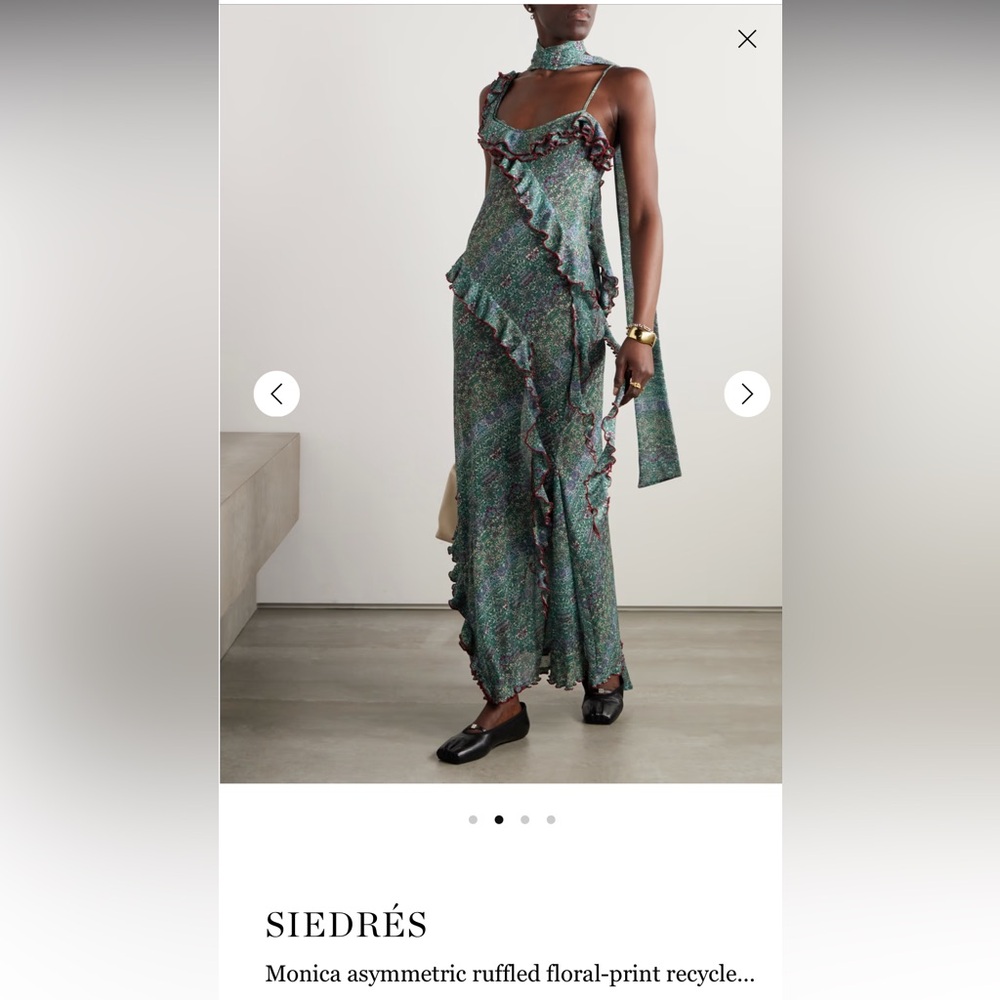 NWT Siedres Monica dress, size 40/L, in blue green floral multi. Net a porter